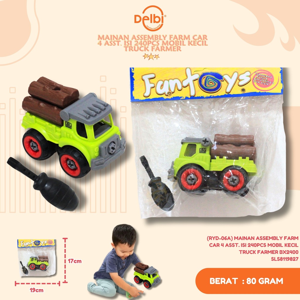 (RYD-06A) MAINAN ASSEMBLY FARM CAR 4 ASST. ISI 240PCS MOBIL KECIL TRUCK FARMER BX240