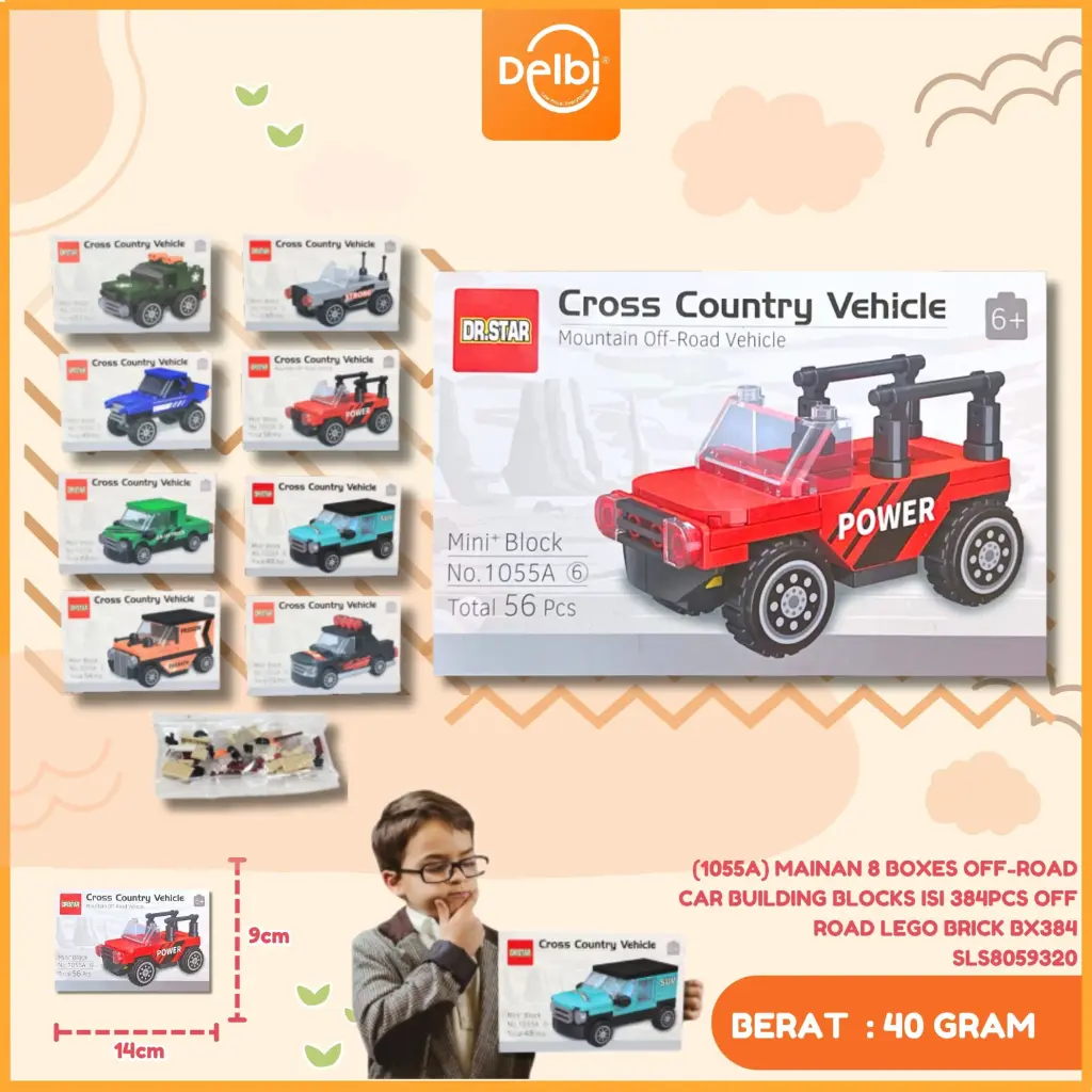 [SLS8059320] (1055A) MAINAN 8 BOXES OFF-ROAD CAR BUILDING BLOCKS ISI 384PCS OFF ROAD LEGO BRICK BX384