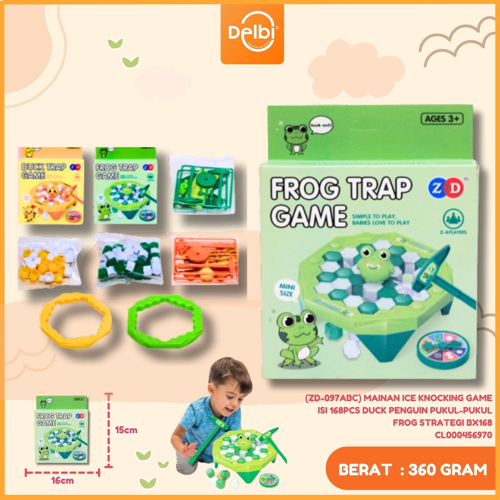 (ZD-097ABC) MAINAN ICE KNOCKING GAME ISI 168PCS DUCK PENGUIN PUKUL-PUKUL FROG STRATEGI BX168