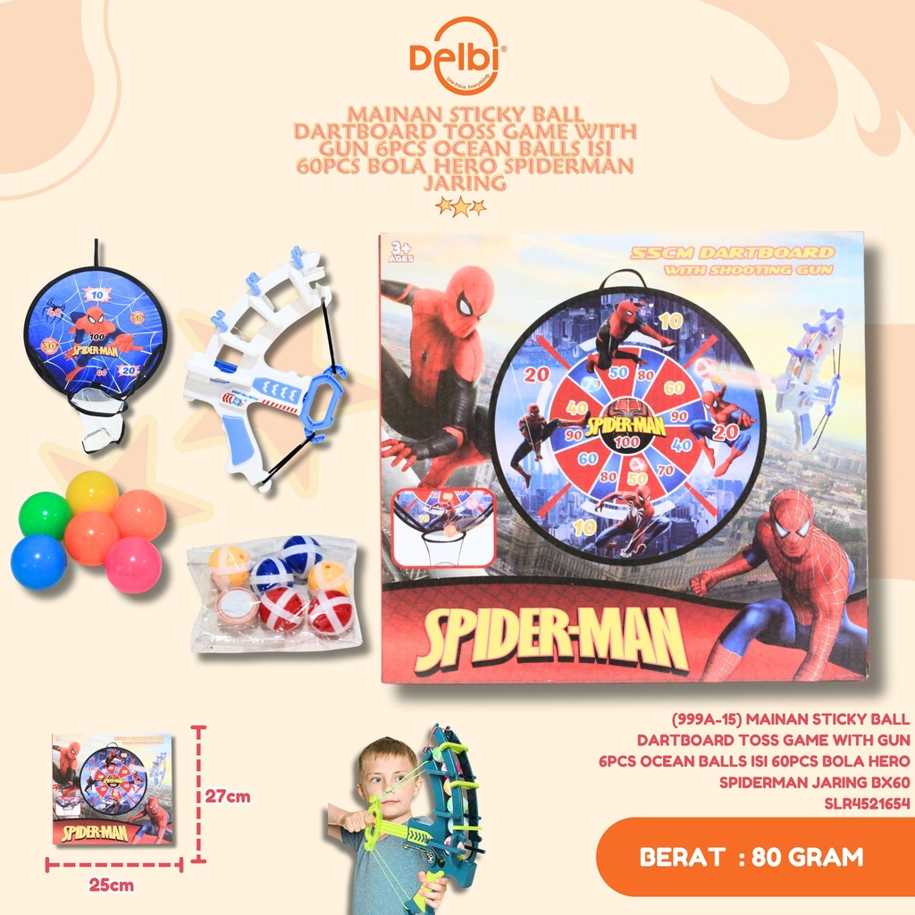 [SLR4521654] (999A-15) MAINAN STICKY BALL DARTBOARD TOSS GAME WITH GUN 6PCS OCEAN BALLS ISI 60PCS BOLA HERO SPIDERMAN JARING BX60