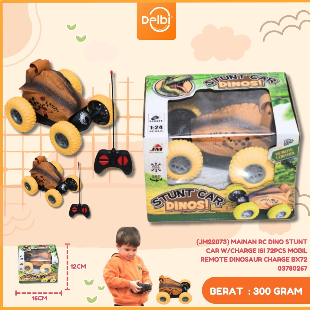 (JM22073) MAINAN RC DINO STUNT CAR W/CHARGE ISI 72PCS MOBIL REMOTE DINOSAUR CHARGE BX72
