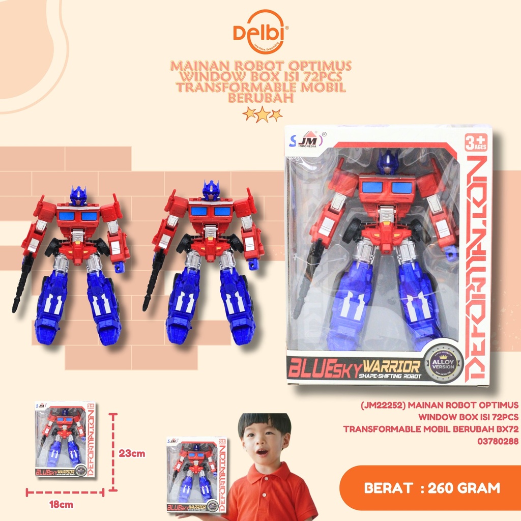 [03780288] (JM22252) MAINAN ROBOT OPTIMUS WINDOW BOX ISI 72PCS TRANSFORMABLE MOBIL BERUBAH BX72
