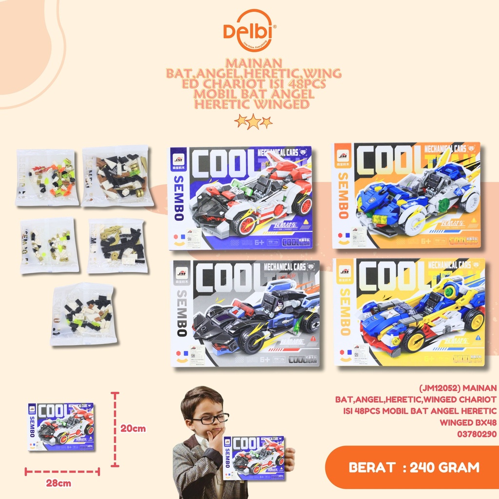 [03780290] (JM12052) MAINAN BAT,ANGEL,HERETIC,WINGED CHARIOT ISI 48PCS MOBIL BAT ANGEL HERETIC WINGED BX48