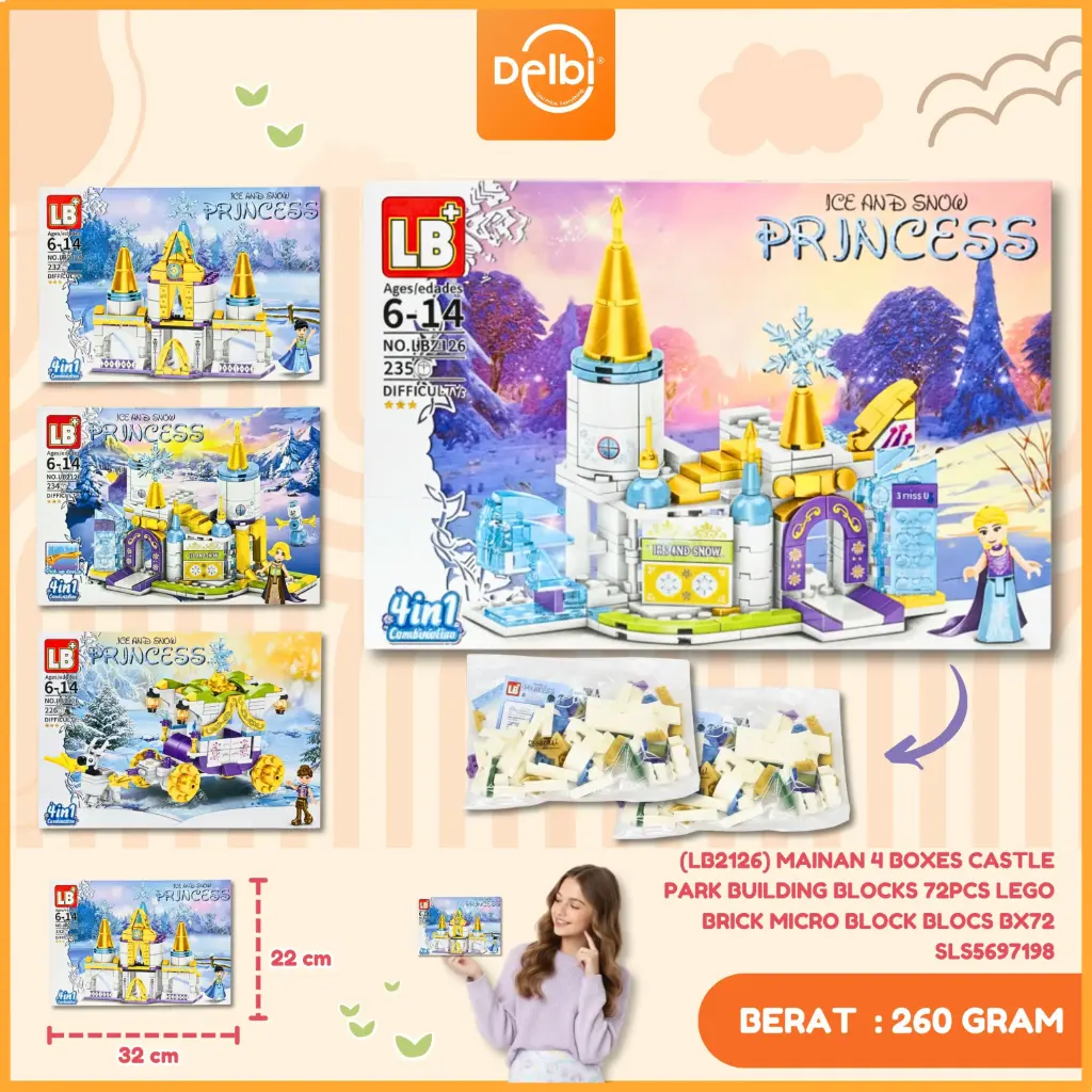 (LB2126) MAINAN 4 BOXES CASTLE PARK BUILDING BLOCKS 72PCS LEGO BRICK MICRO BLOCK BLOCS BX72