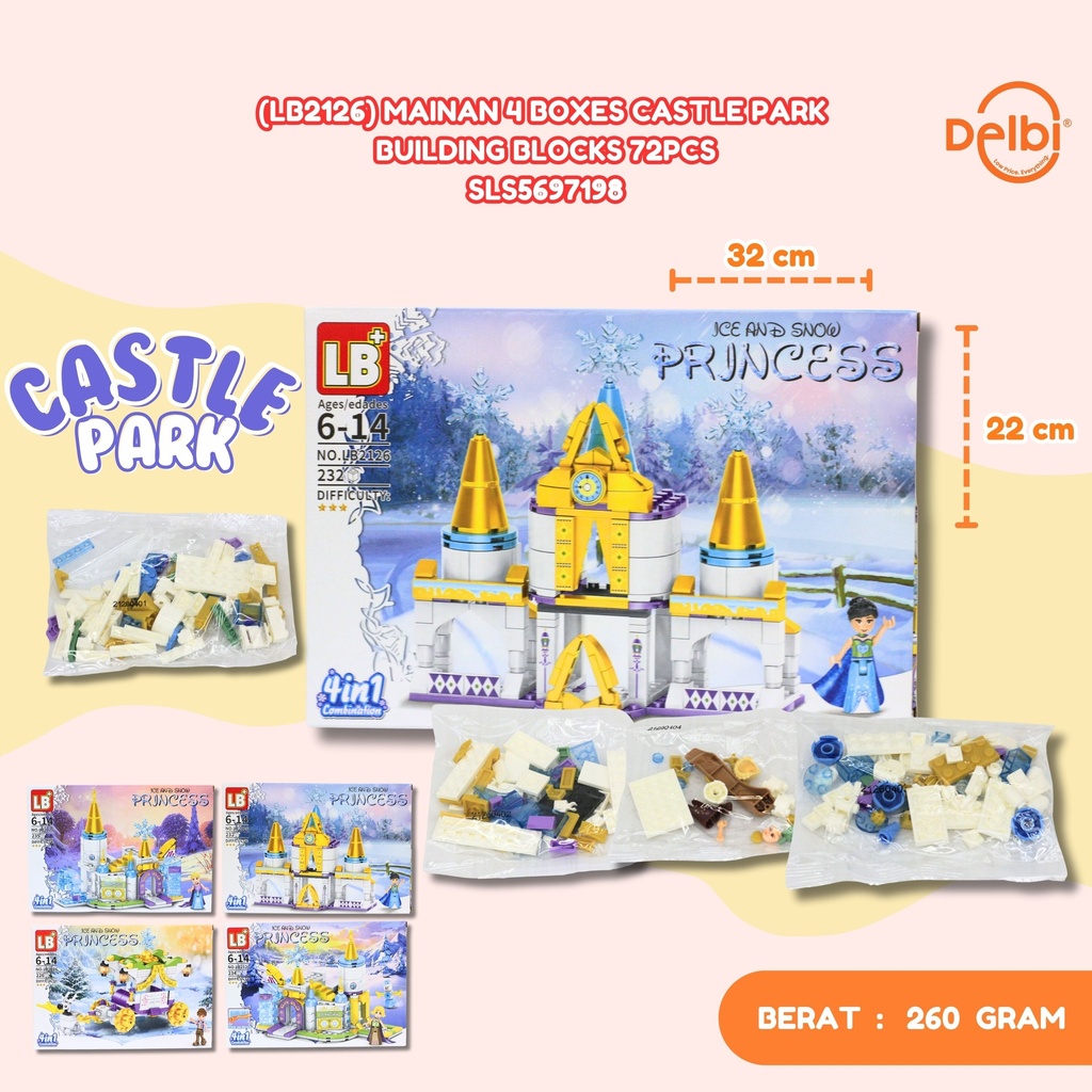 (LB2126) MAINAN 4 BOXES CASTLE PARK BUILDING BLOCKS 72PCS LEGO BRICK MICRO BLOCK BLOCS BX72