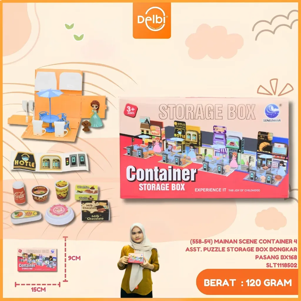 (558-54) MAINAN SCENE CONTAINER 4 ASST. PUZZLE STORAGE BOX BONGKAR PASANG BX168