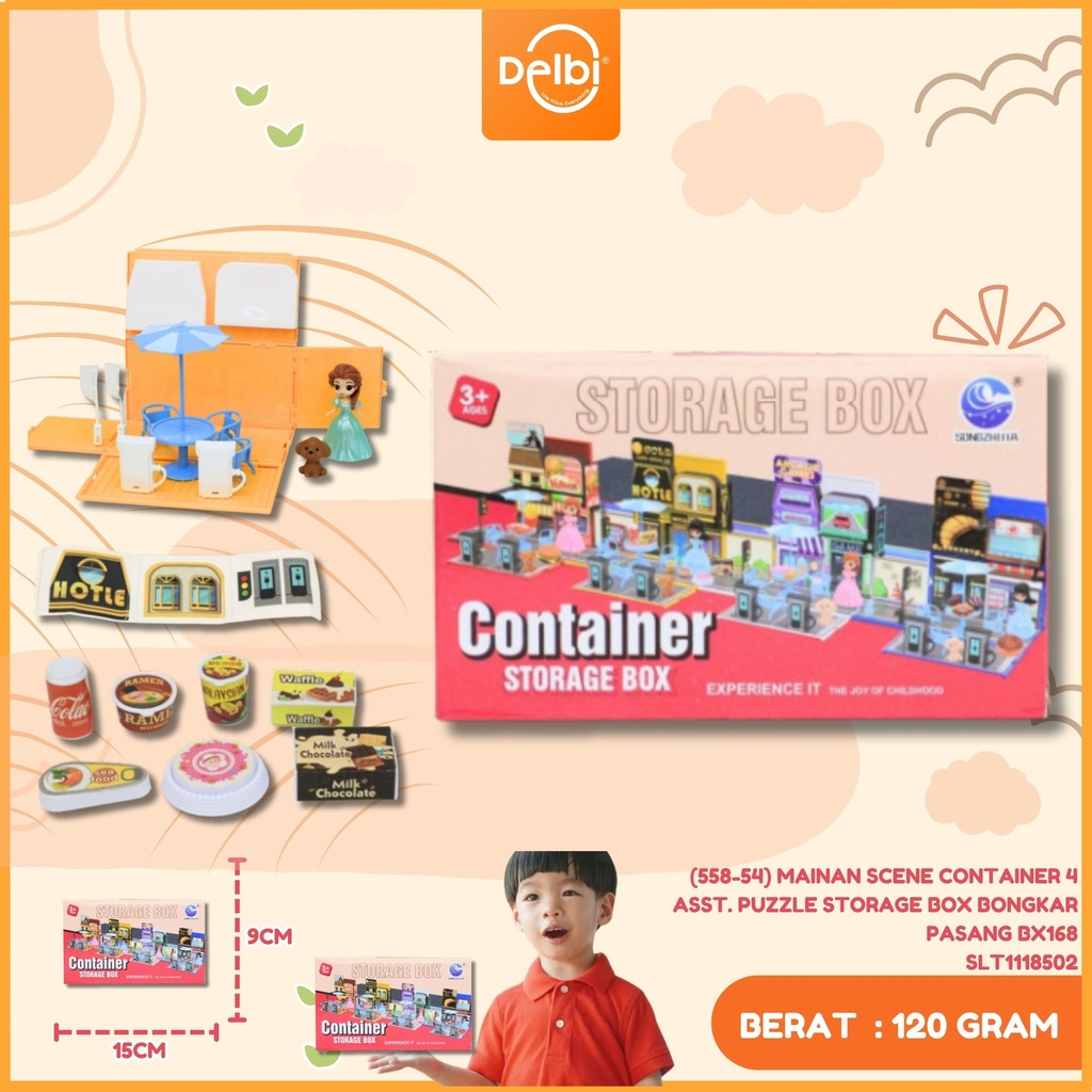 (558-54) MAINAN SCENE CONTAINER 4 ASST. PUZZLE STORAGE BOX BONGKAR PASANG BX168