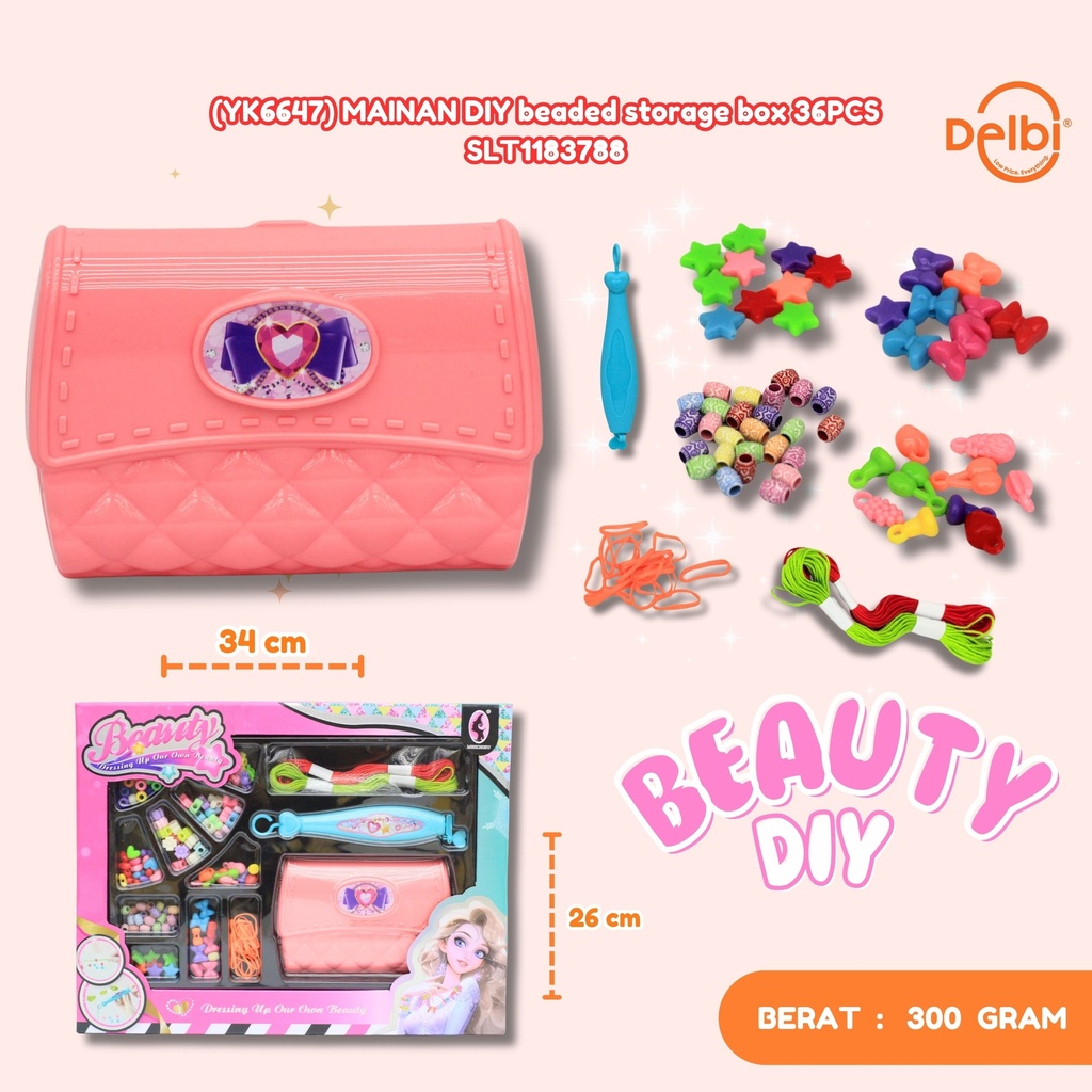[SLT1183788] (YK6647) MAINAN DIY beaded storage box 36PCS AKSESORIS GELANG ANAK PEREMPUAN MANIK BX36