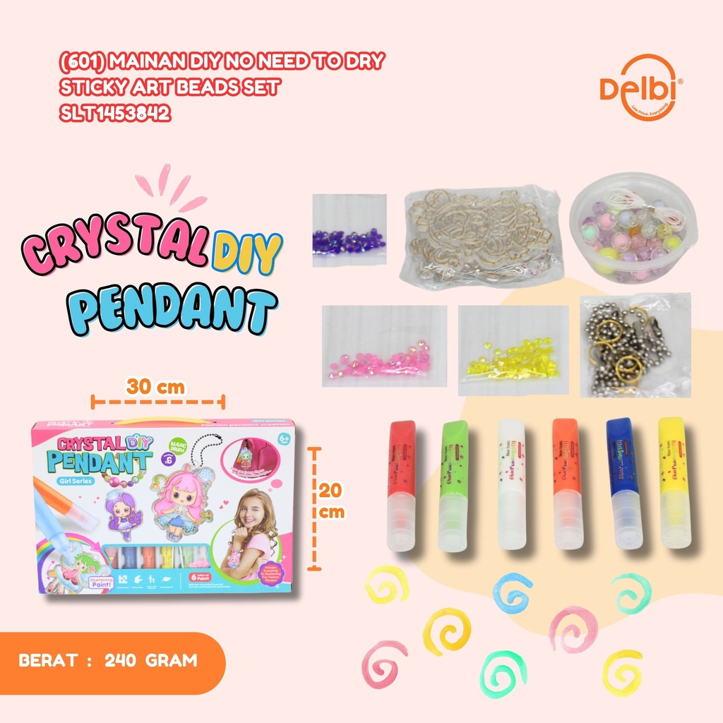 (601) MAINAN DIY NO NEED TO DRY STICKY ART BEADS SET GELANG ANAK PEREMPUAN KERAJINAN BX96