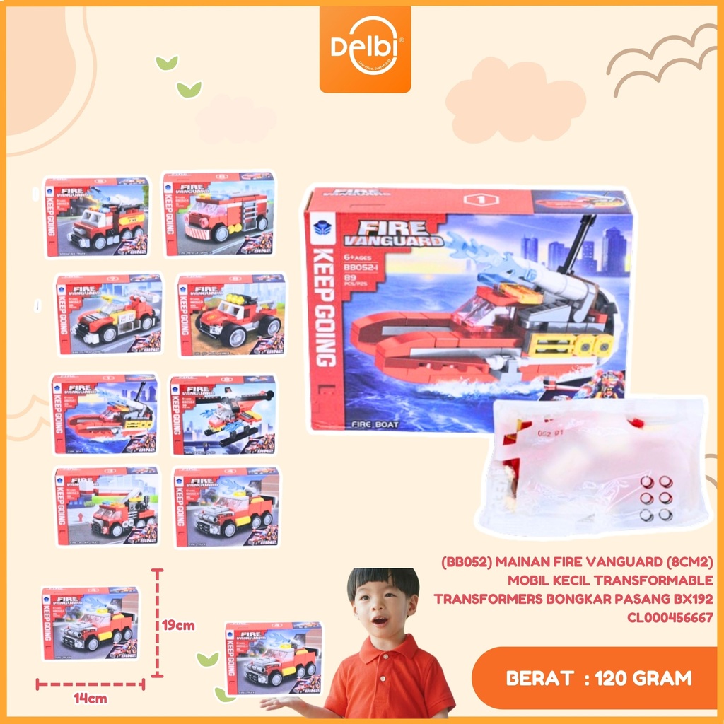 (BB052) MAINAN FIRE VANGUARD (8CM2) MOBIL KECIL TRANSFORMABLE TRANSFORMERS BONGKAR PASANG BX192