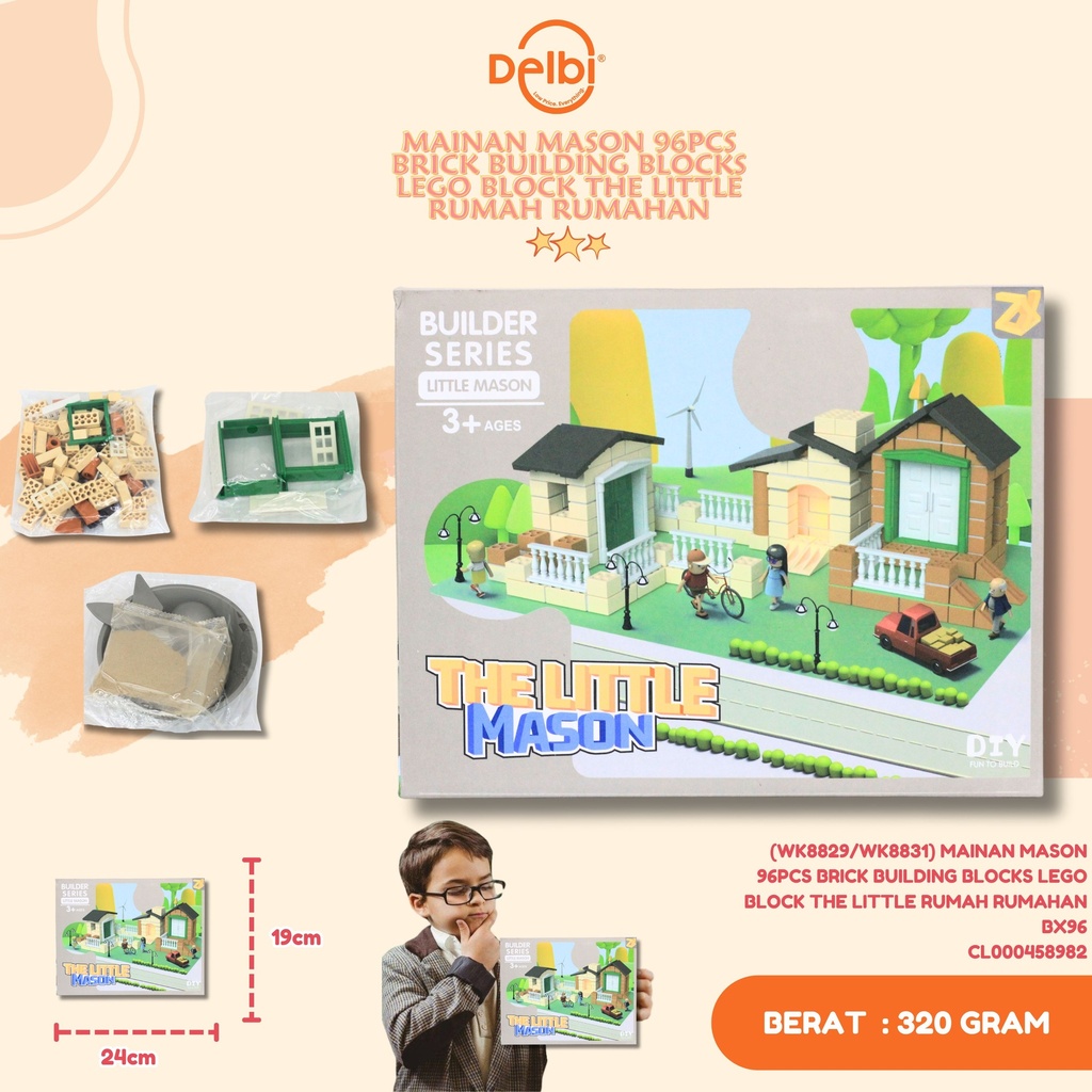[CL000458982] (WK8829/WK8831) MAINAN MASON 96PCS BRICK BUILDING BLOCKS LEGO BLOCK THE LITTLE RUMAH RUMAHAN BX96