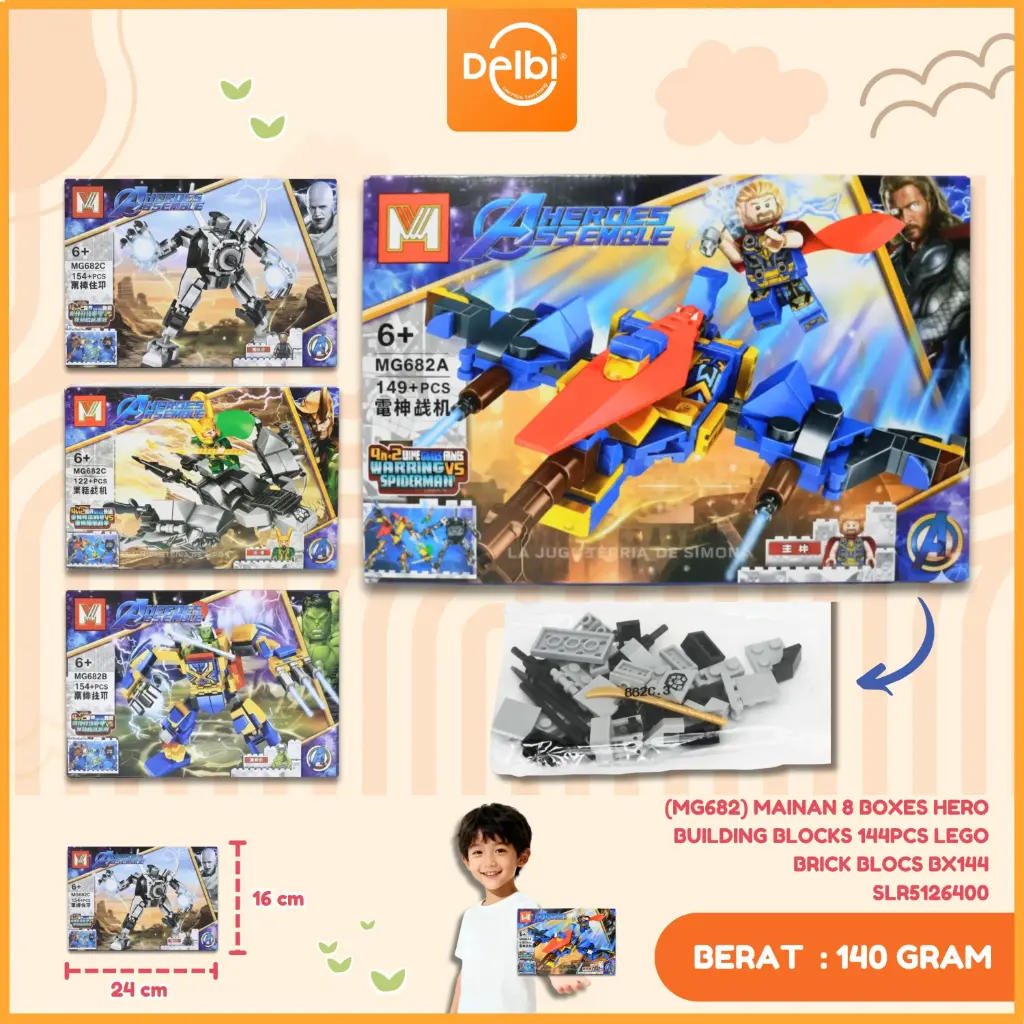 (MG682) MAINAN 8 BOXES HERO BUILDING BLOCKS 144PCS LEGO BRICK BLOCS BX144