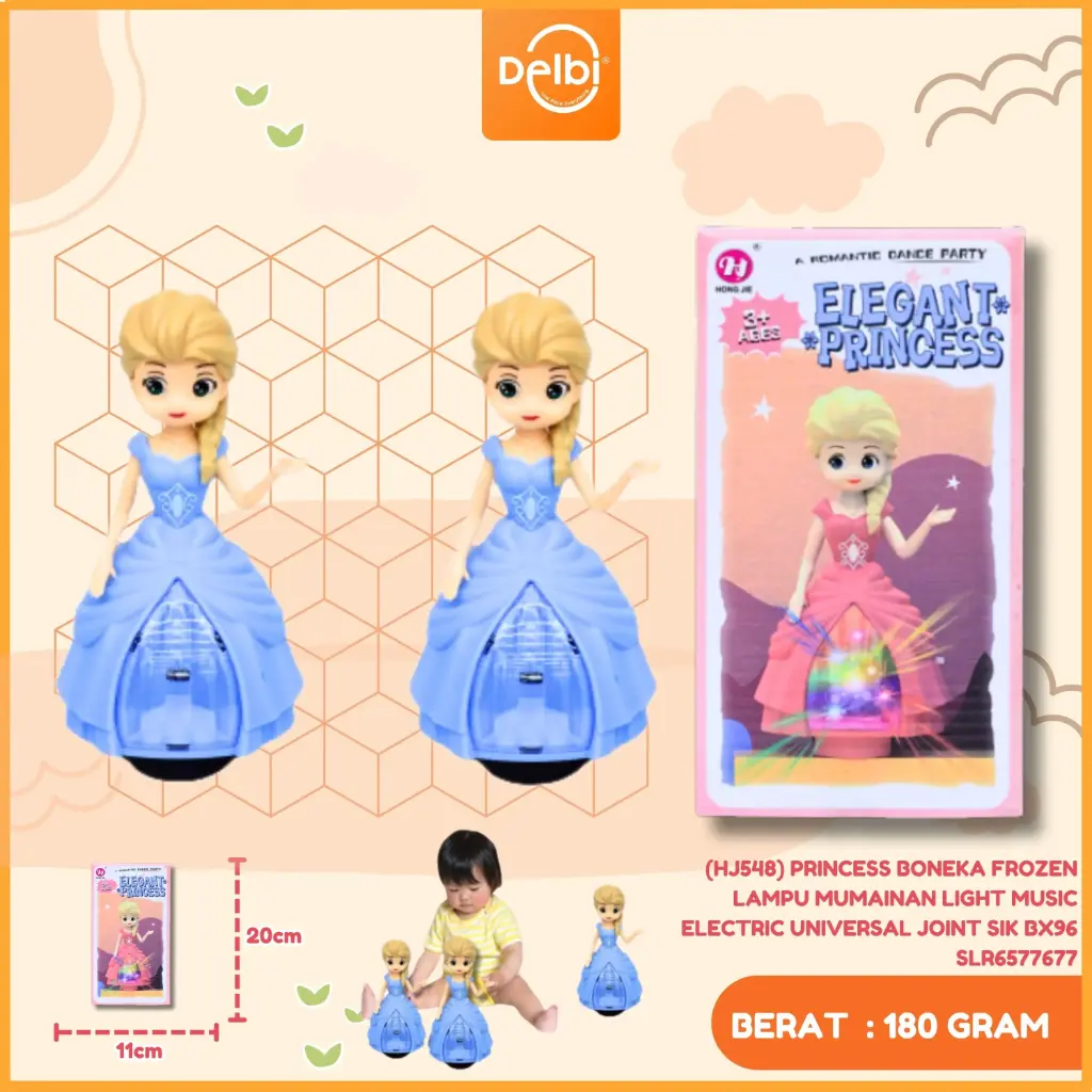 [SLR6577677] (HJ548) PRINCESS BONEKA FROZEN LAMPU MUMAINAN LIGHT MUSIC ELECTRIC UNIVERSAL JOINT SIK BX96