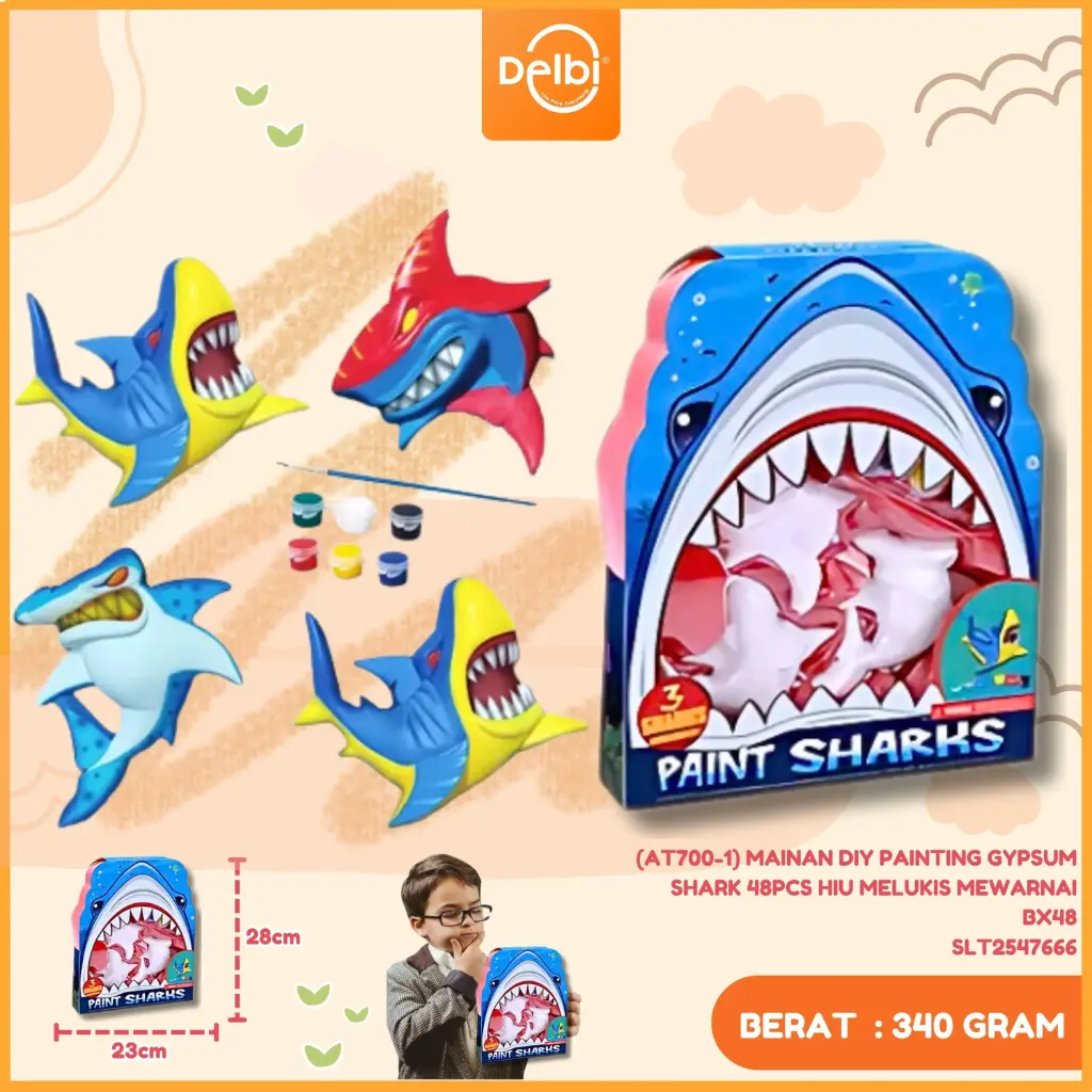 [SLT2547666] (AT700-1) MAINAN DIY PAINTING GYPSUM SHARK 48PCS HIU MELUKIS MEWARNAI BX48