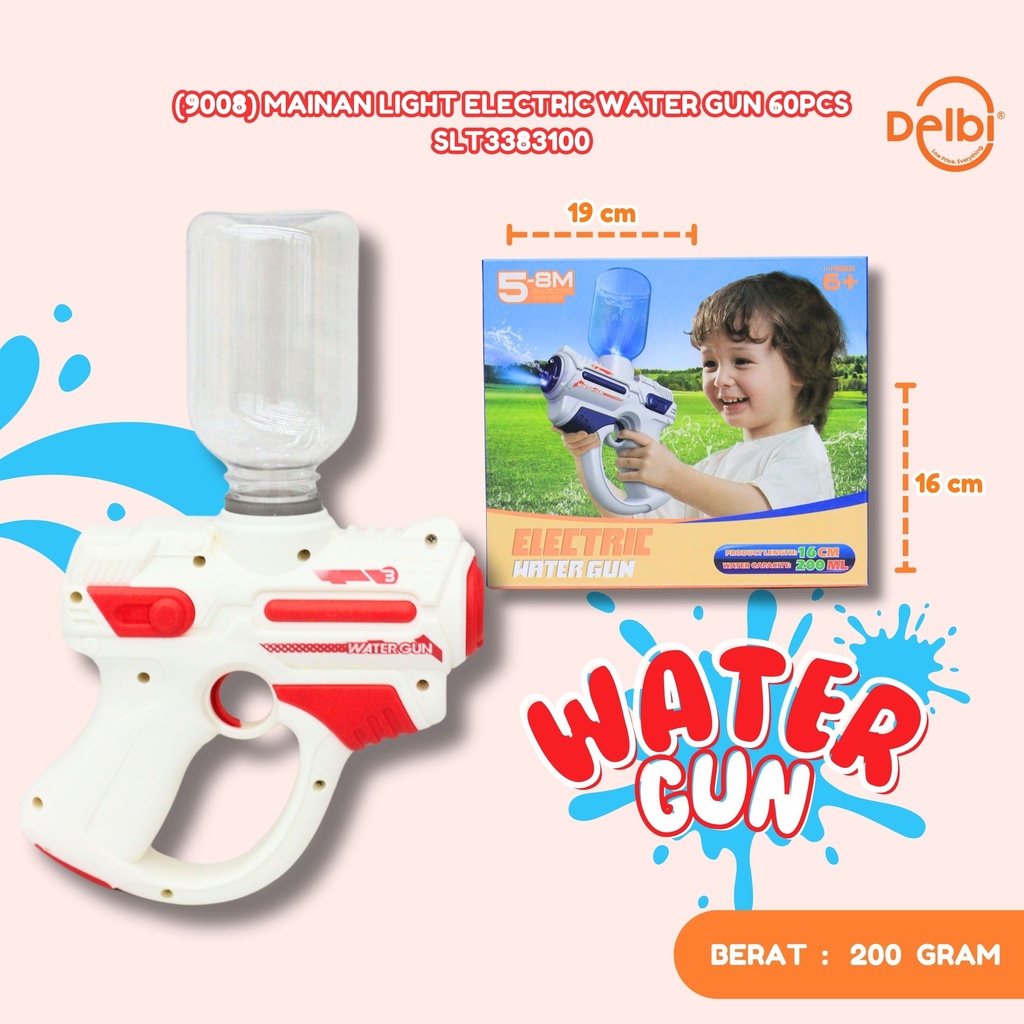(9008) MAINAN LIGHT ELECTRIC WATER GUN 60PCS TEMBAK AIR PISTOL BX60