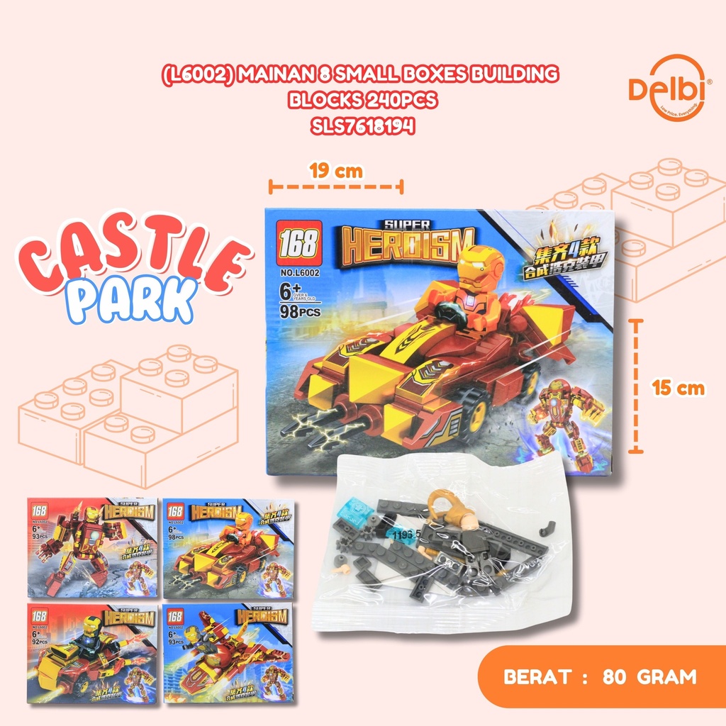 [SLS7618194] (L6002) MAINAN 8 SMALL BOXES BUILDING BLOCKS 240PCS LEGO MICRO BLOCK BRICK HERO BX240