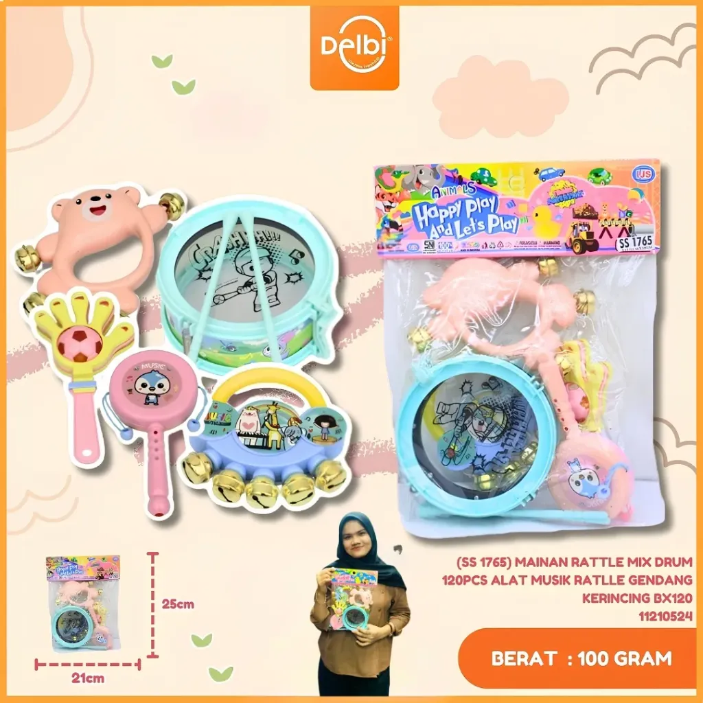 [SS 1765] MAINAN RATTLE MIX DRUM 120PCS ALAT MUSIK RATLLE GENDANG KERINCING BX120