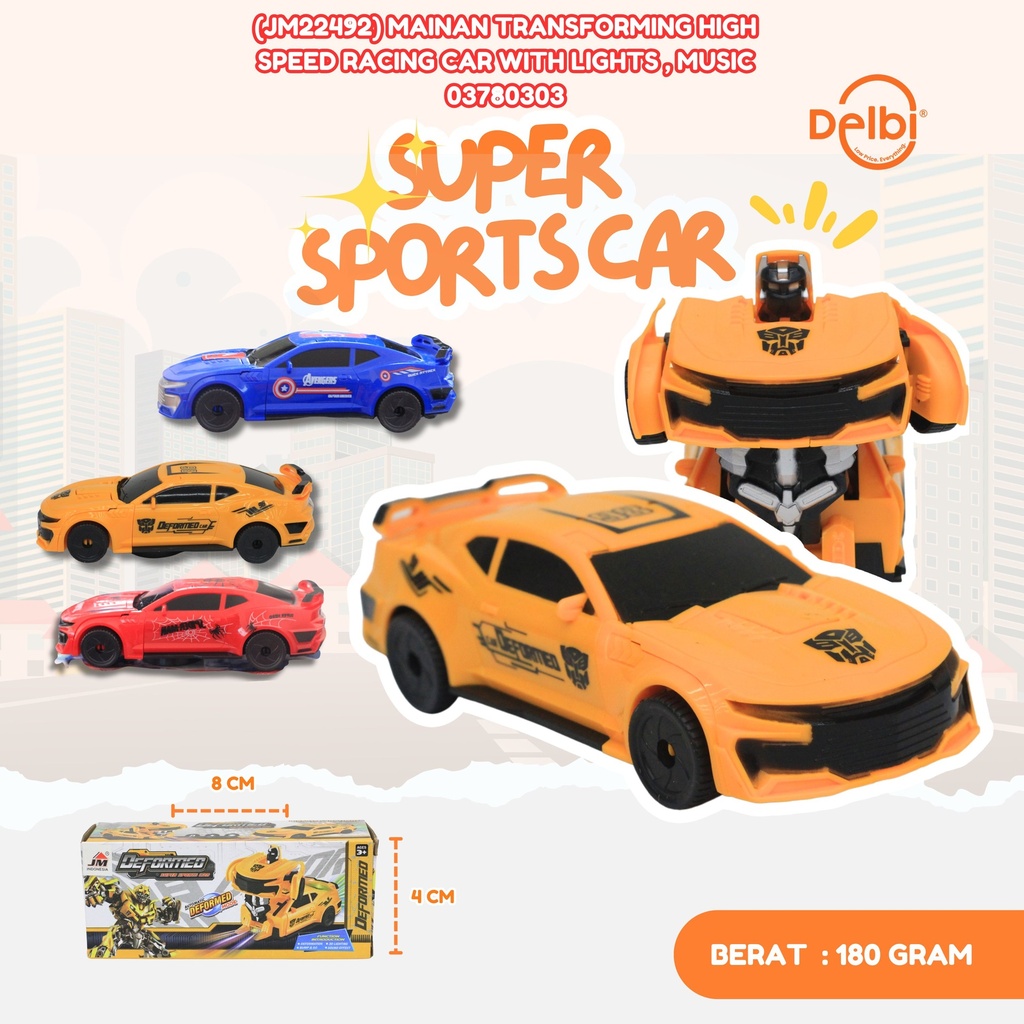 (JM22492) MAINAN TRANSFORMING HIGH SPEED RACING CAR WITH LIGHTS , MUSIC CARS MOBIL BALAP BX192