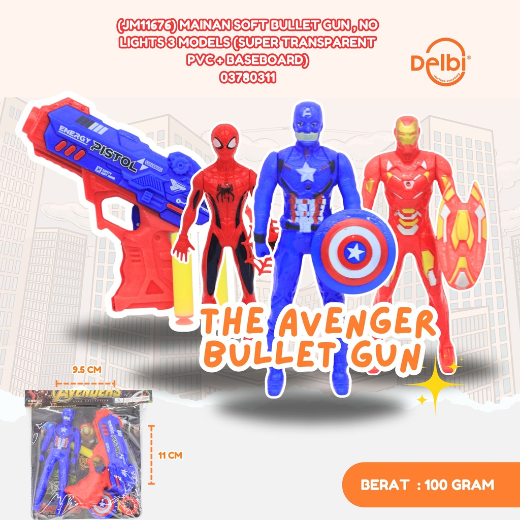 (JM11676) MAINAN SOFT BULLET GUN , NO LIGHTS 3 MODELS (SUPER TRANSPARENT PVC + BASEBOARD) TEMBAK PISTOL BX280
