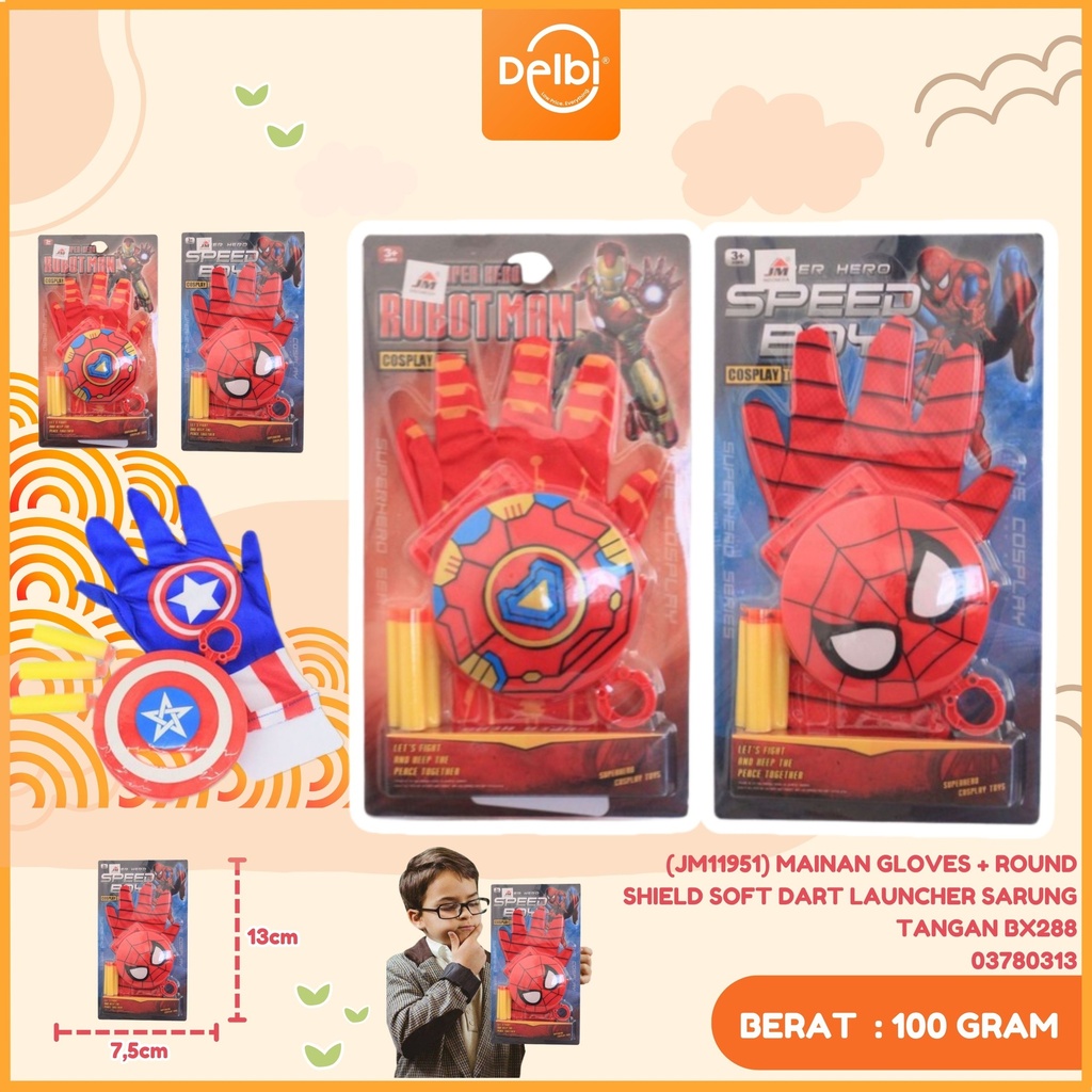 [03780313] (JM11951) MAINAN GLOVES + ROUND SHIELD SOFT DART LAUNCHER SARUNG TANGAN BX288