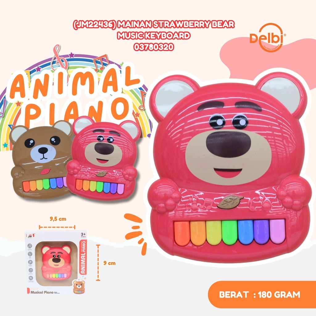 (JM22436) MAINAN STRAWBERRY BEAR MUSIC KEYBOARD LOTSO ANIMAL PIANO BX96