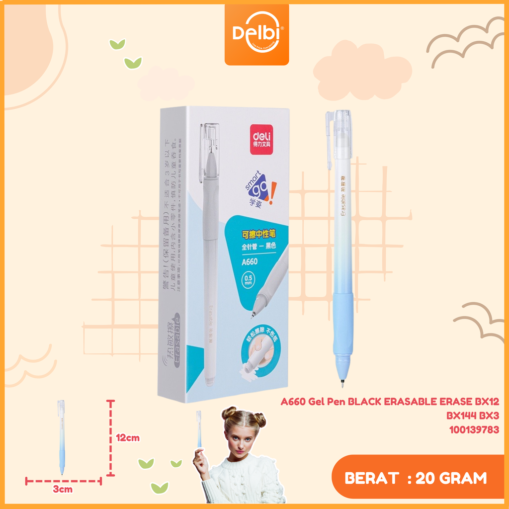 A660 Gel Pen BLACK ERASABLE ERASE BX12 BX144 BX3