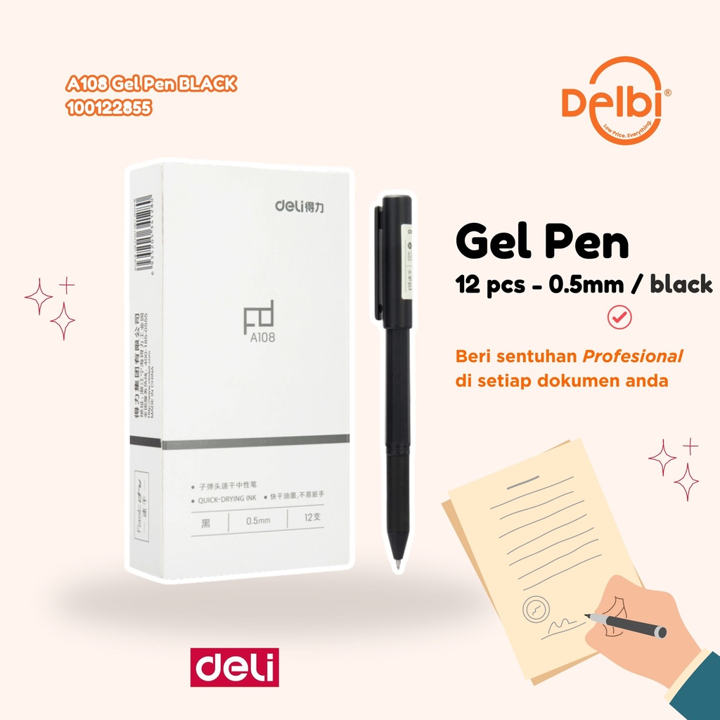 [100122855] A108 Gel Pen BLACK BX12 BX144 BX3