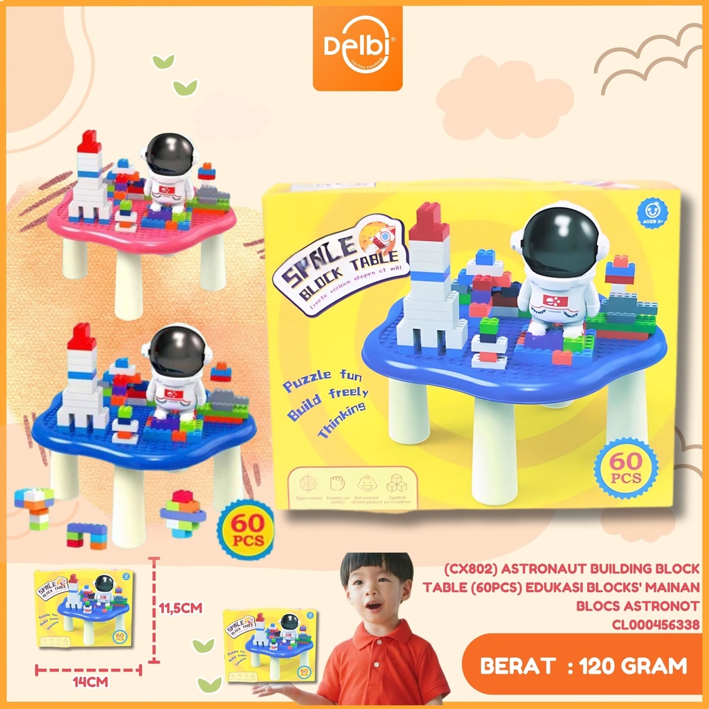 (CX802) ASTRONAUT BUILDING BLOCK TABLE (60PCS) EDUKASI BLOCKS' MAINAN BLOCS ASTRONOT