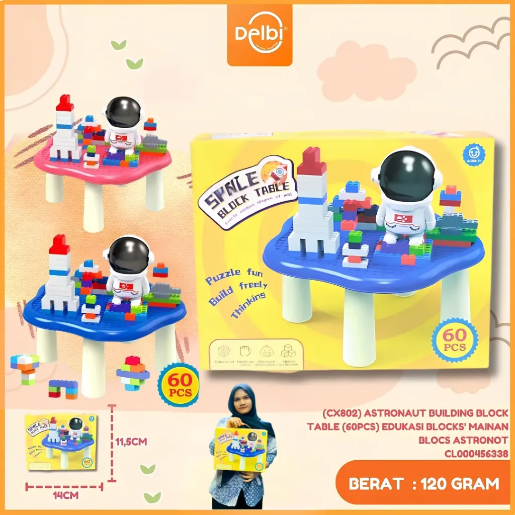 [CL000456338] (CX802) ASTRONAUT BUILDING BLOCK TABLE (60PCS) EDUKASI BLOCKS' MAINAN BLOCS ASTRONOT