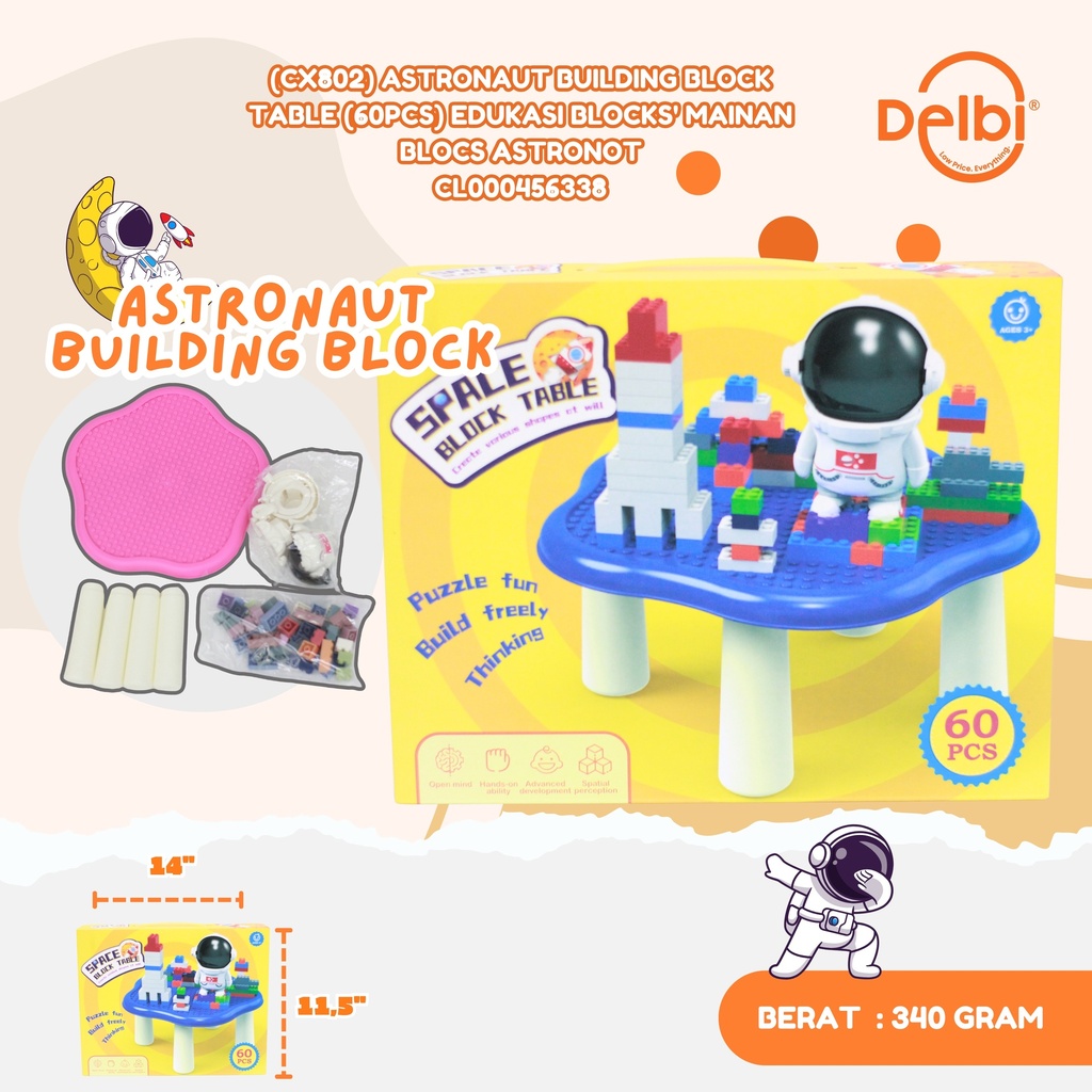 (CX802) ASTRONAUT BUILDING BLOCK TABLE (60PCS) EDUKASI BLOCKS' MAINAN BLOCS ASTRONOT
