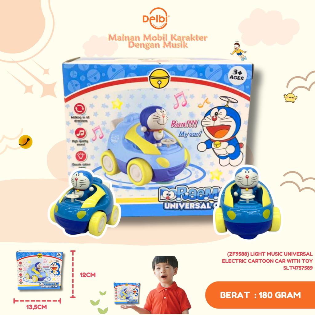 (ZF9588) LIGHT MUSIC UNIVERSAL ELECTRIC CARTOON CAR WITH TOY