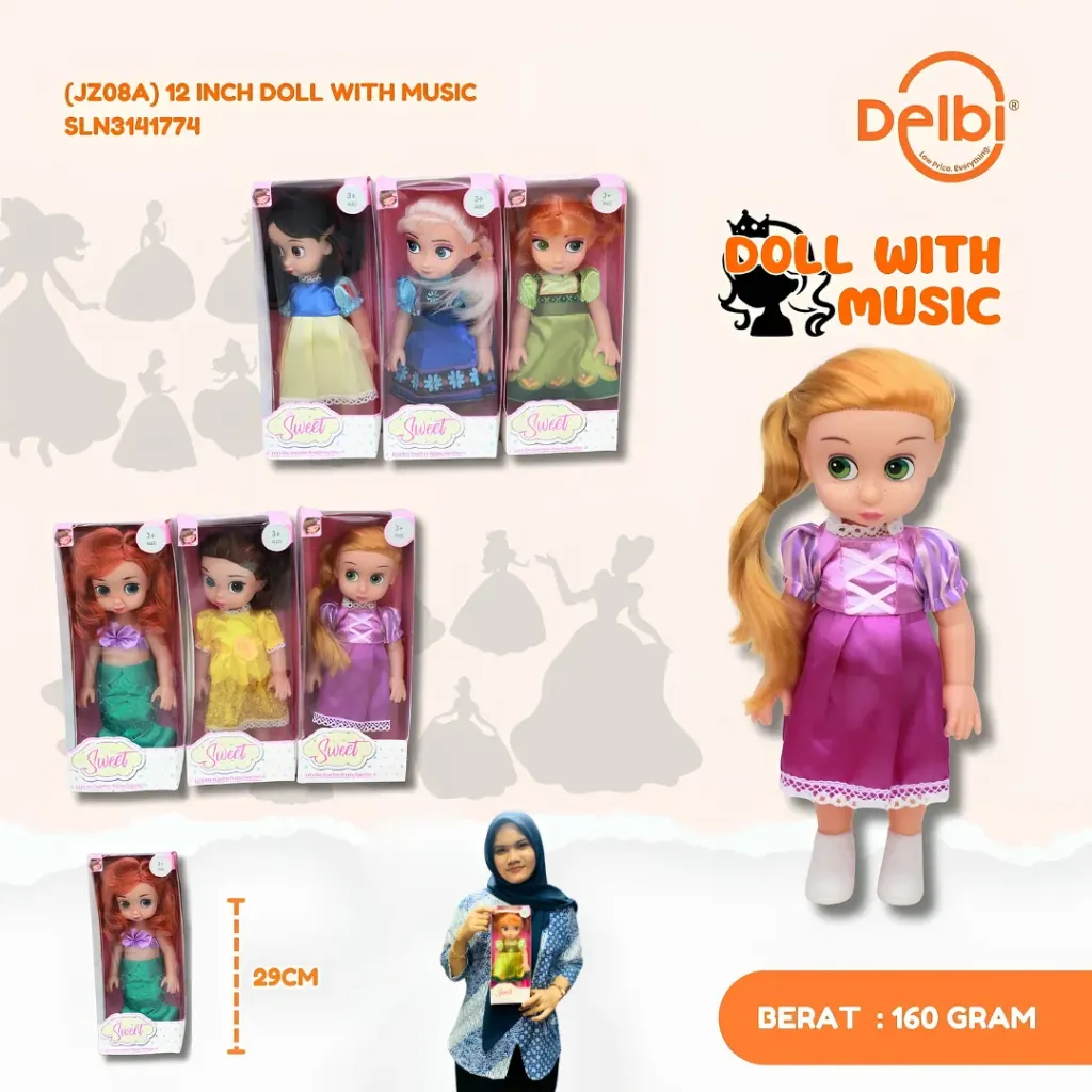 (JZ08A) 12 INCH DOLL WITH MUSIC