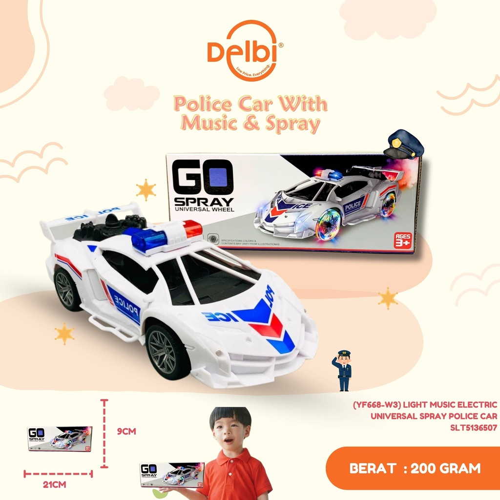 (YF668-W3) LIGHT MUSIC ELECTRIC UNIVERSAL SPRAY POLICE CAR