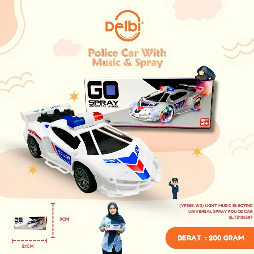 [SLT5136507] (YF668-W3) LIGHT MUSIC ELECTRIC UNIVERSAL SPRAY POLICE CAR
