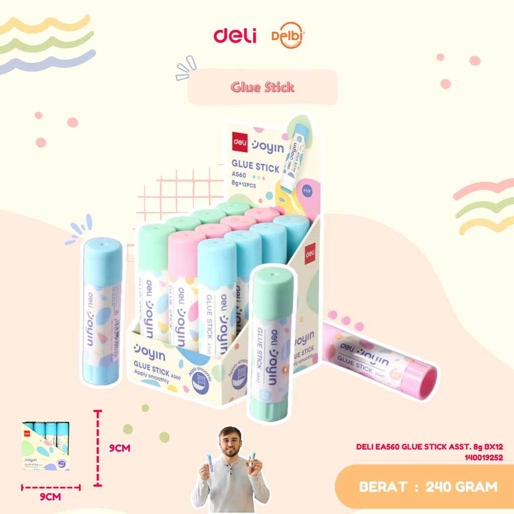 [140019252] DELI EA560 GLUE STICK ASST. 8g BX12
