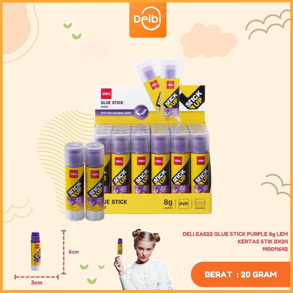 [140011642] DELI EA522 GLUE STICK PURPLE 8g LEM KERTAS STIK BX24