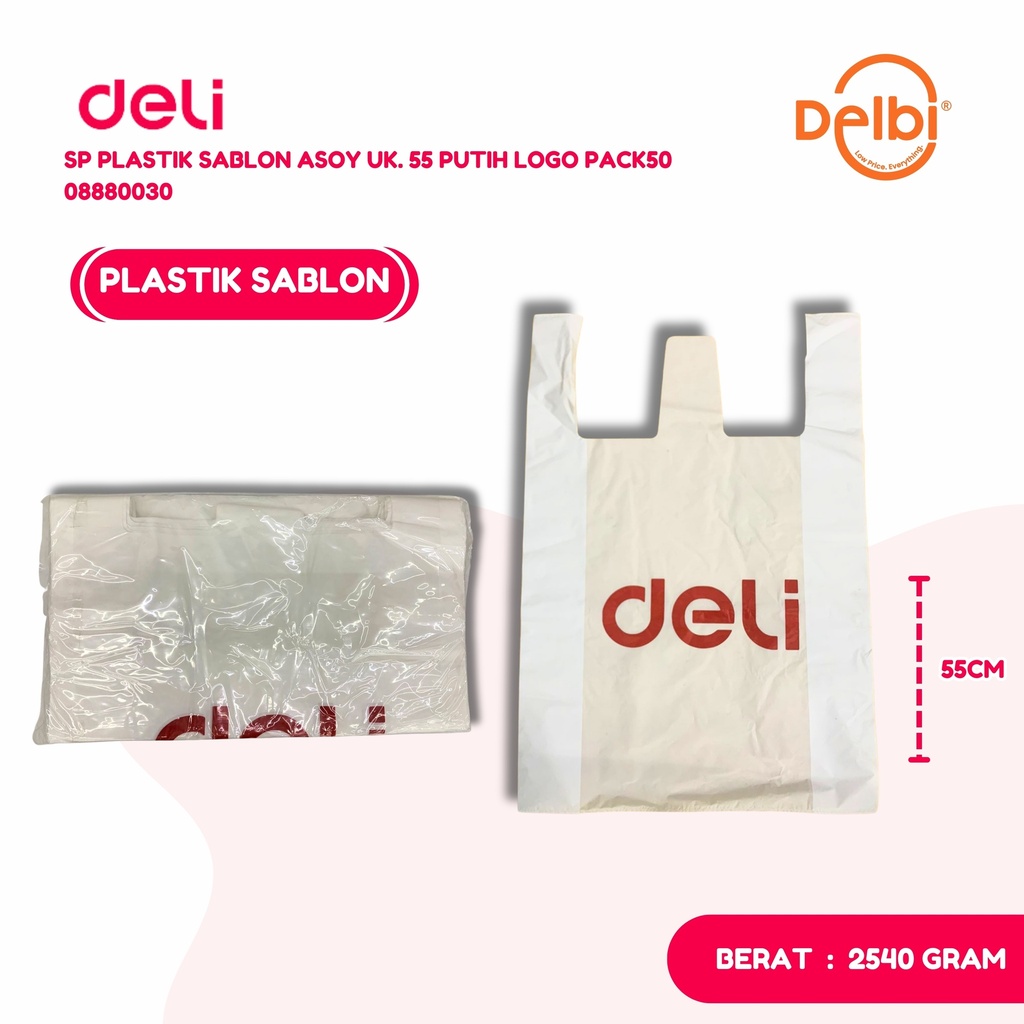 [08880030] SP PLASTIK SABLON ASOY UK. 55 PUTIH LOGO PACK50   