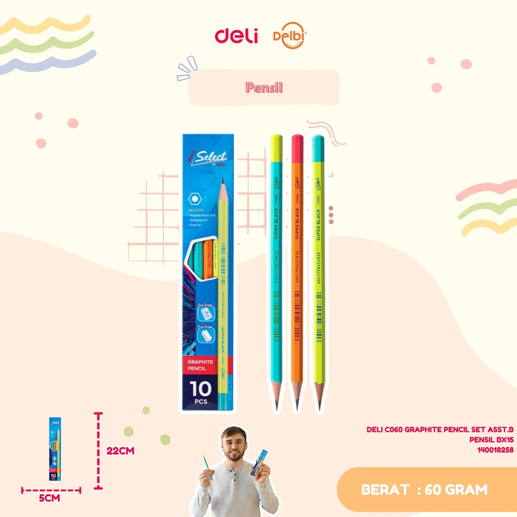 DELI C060 GRAPHITE PENCIL SET ASST.B PENSIL BX15