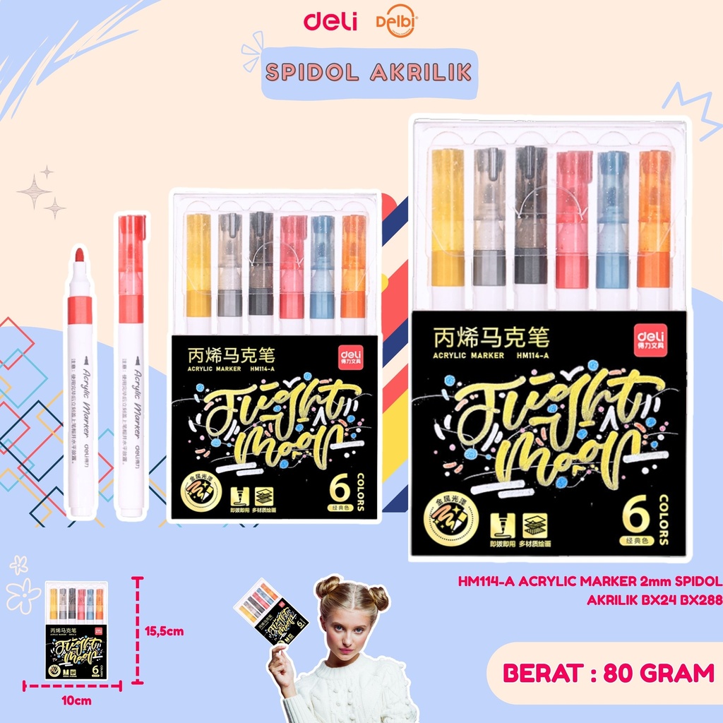 [140008314] HM114-A ACRYLIC MARKER 2mm SPIDOL AKRILIK BX24 BX288