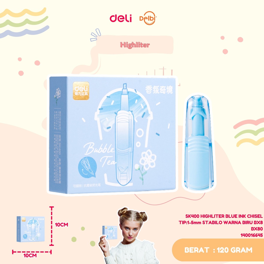 [140016645] SK400 HIGHLITER BLUE INK CHISEL TIP:1-5mm STABILO WARNA BIRU BX8 BX80
