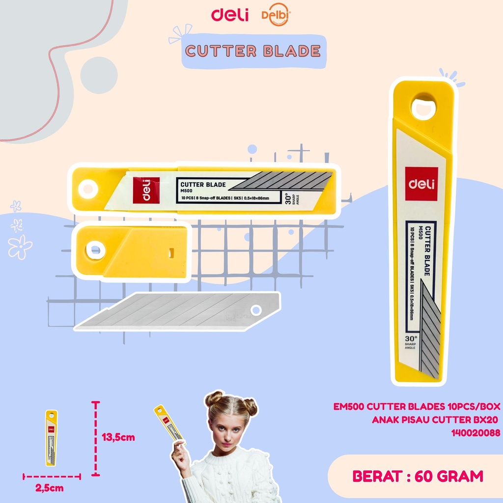 [140020088] EM500 CUTTER BLADES 10PCS/BOX ANAK PISAU CUTTER BX20 