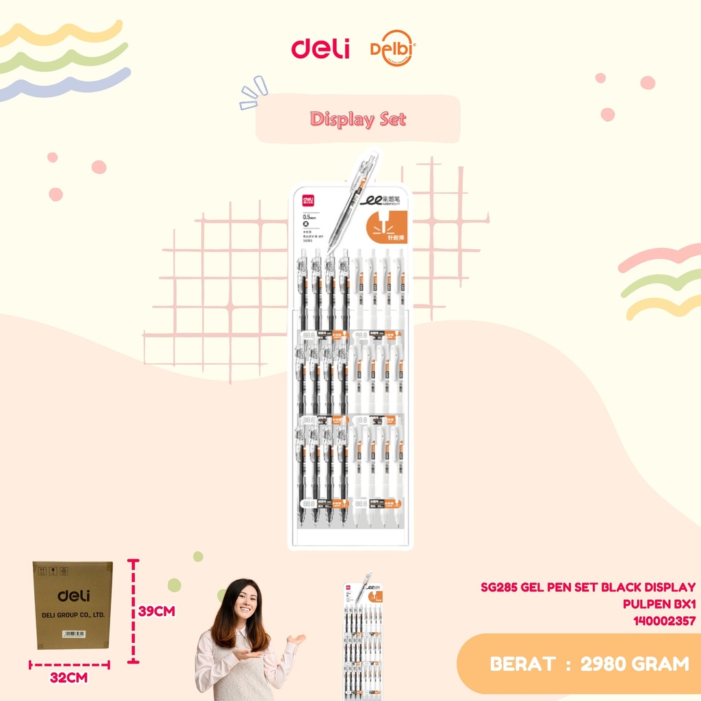 SG285 GEL PEN SET BLACK DISPLAY PULPEN BX1