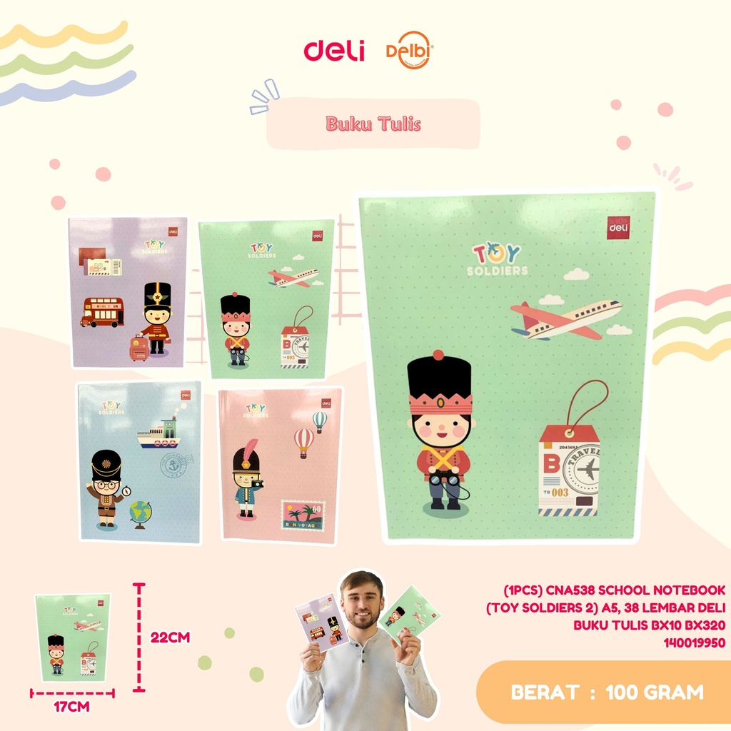 [140019950] (1PCS) CNA538 SCHOOL NOTEBOOK (TOY SOLDIERS 2) A5, 38 LEMBAR DELI BUKU TULIS BX10 BX320