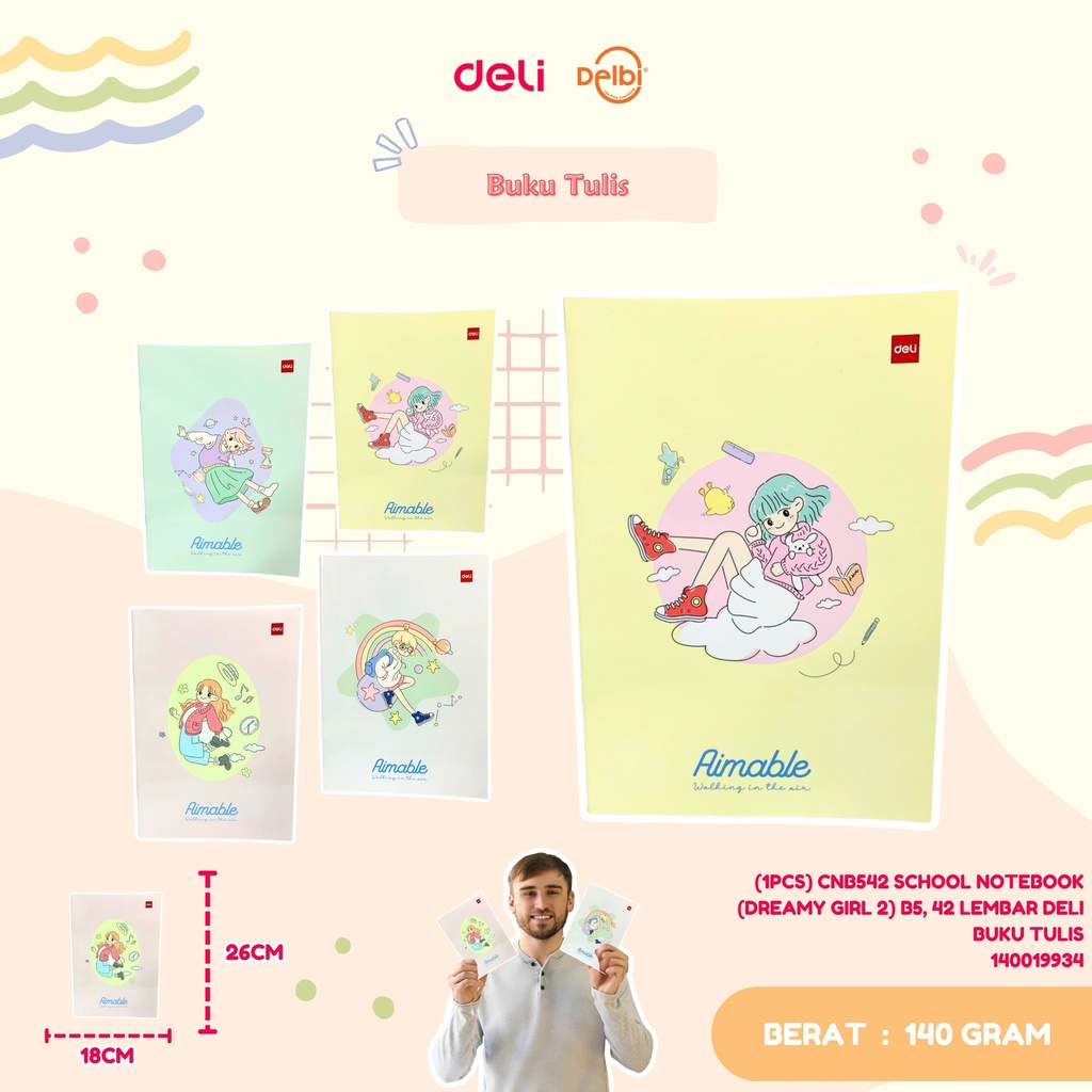 (1PCS) CNB542 SCHOOL NOTEBOOK (DREAMY GIRL 2) B5, 42 LEMBAR DELI BUKU TULIS BX10 BX200
