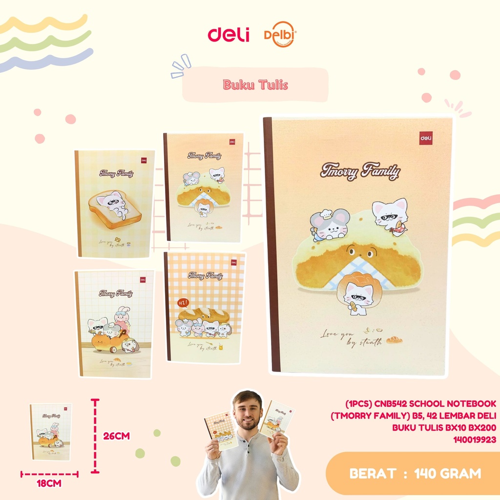 (1PCS) CNB542 SCHOOL NOTEBOOK (TMORRY FAMILY) B5, 42 LEMBAR DELI BUKU TULIS BX10 BX200