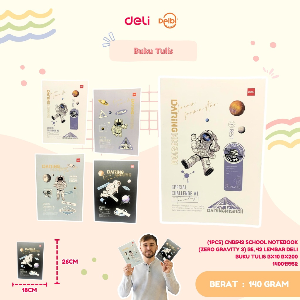 [140019952] (1PCS) CNB542 SCHOOL NOTEBOOK (ZERO GRAVITY 3) B5, 42 LEMBAR DELI BUKU TULIS BX10 BX200