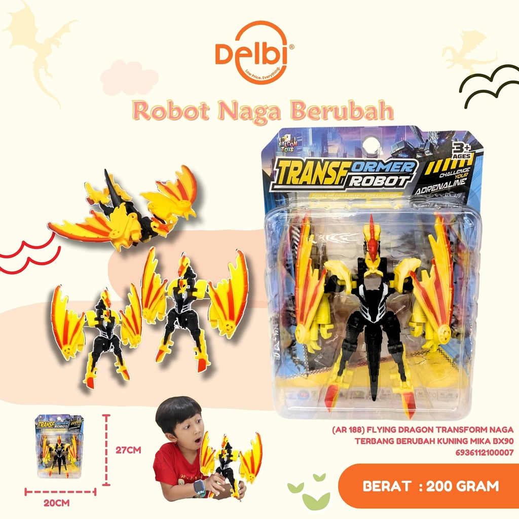 (AR 188) FLYING DRAGON TRANSFORM NAGA TERBANG BERUBAH KUNING MIKA BX90