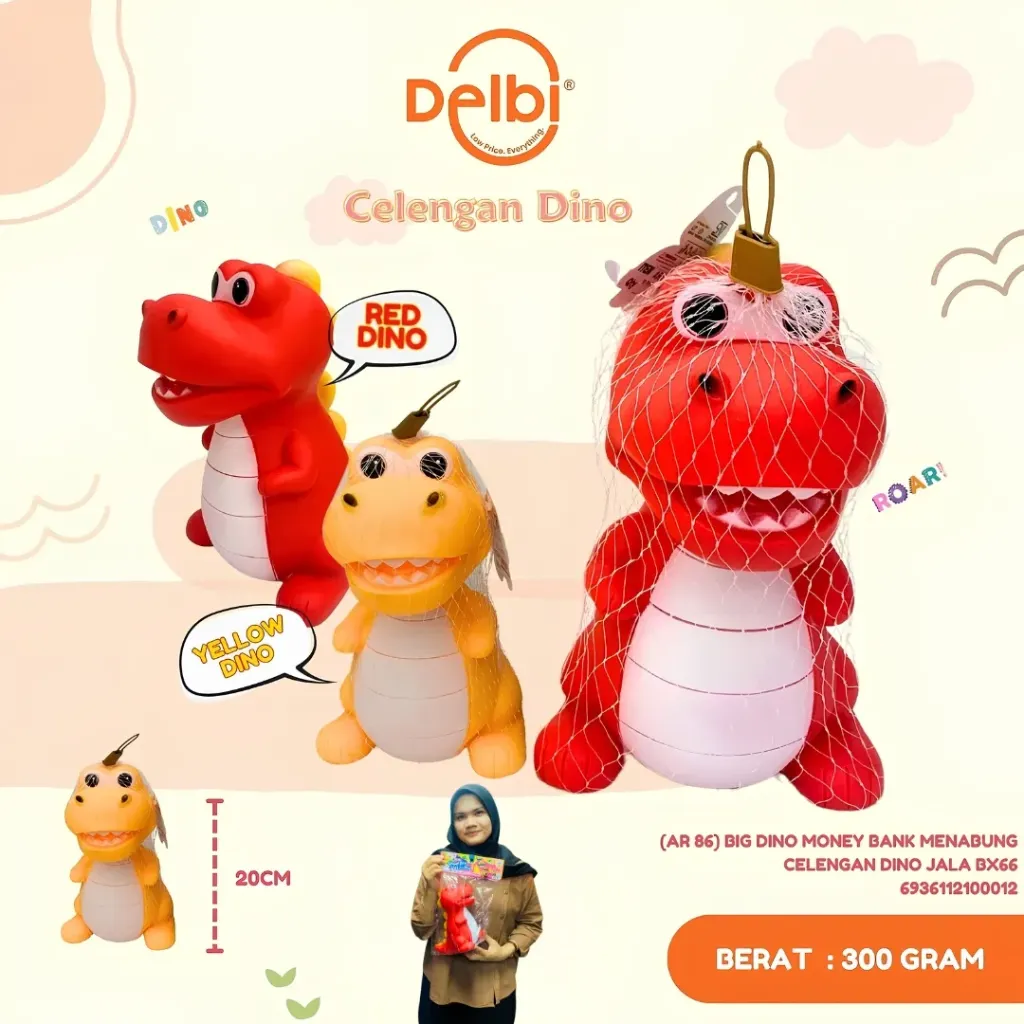 [AR 86] BIG DINO MONEY BANK MENABUNG CELENGAN DINO JALA BX63