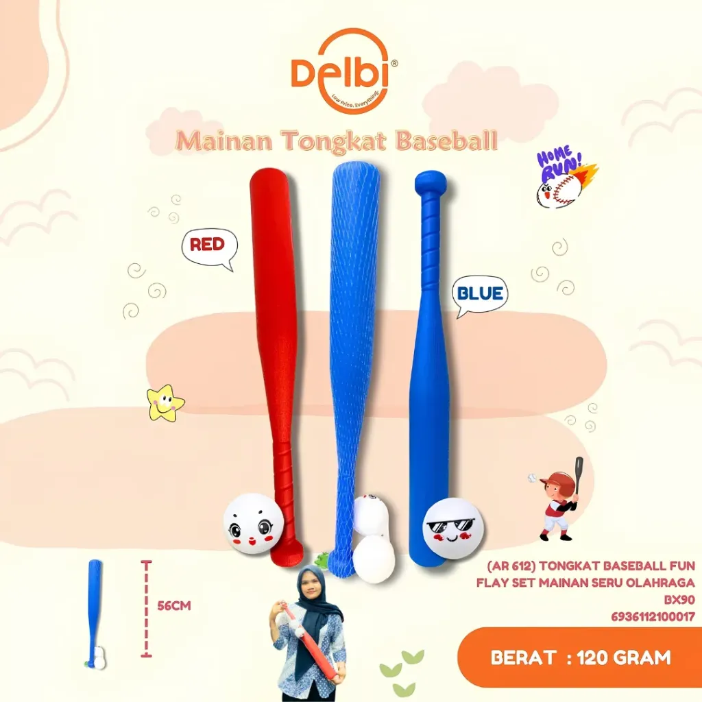 TONGKAT BASEBALL FUN FLAY SET MAINAN SERU OLAHRAGA BX90