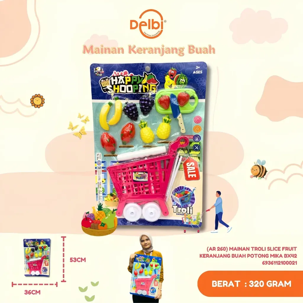 [AR 260] MAINAN TROLI SLICE FRUIT KERANJANG BUAH POTONG MIKA BX42